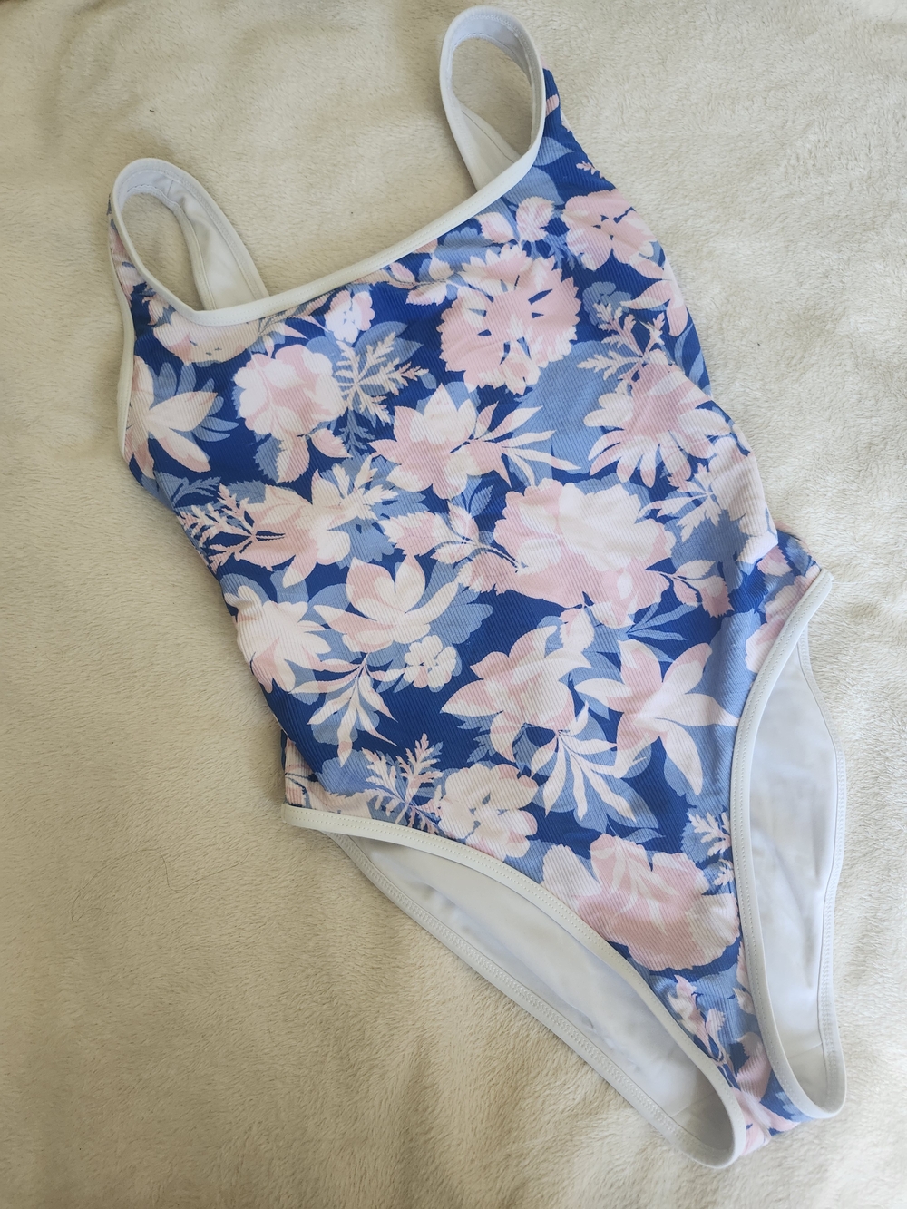 LainSnow X Tiara Hawaii Blue & Pink Floral Scoop-Back One-Piece